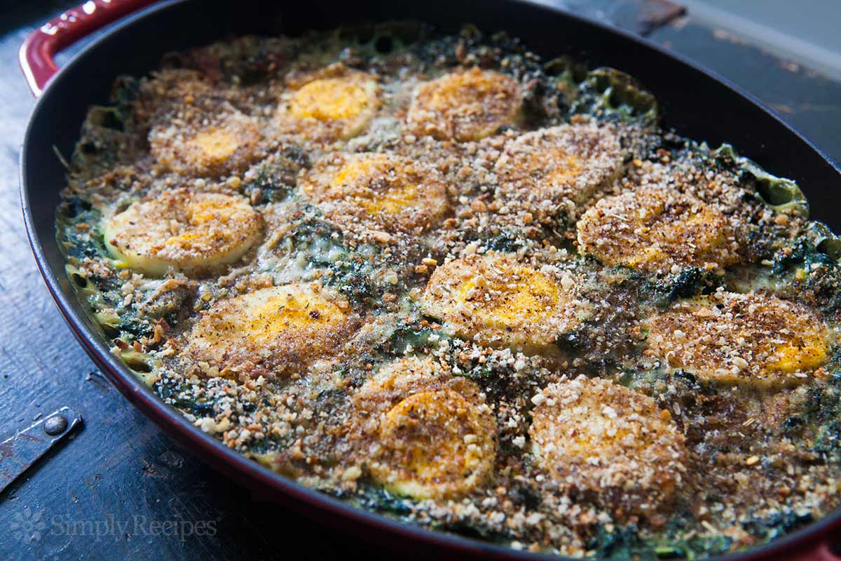 Spinach Gratin Hard Boiled Eggs