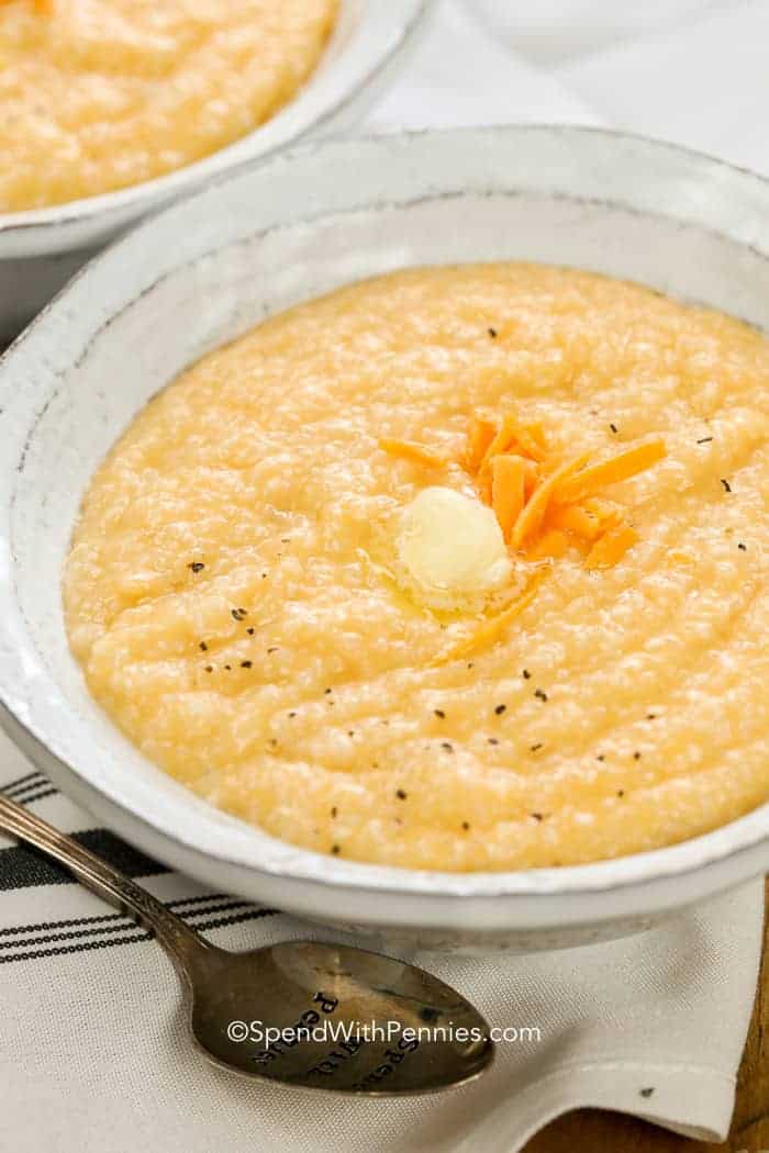 Cheese Grits in a white bowl