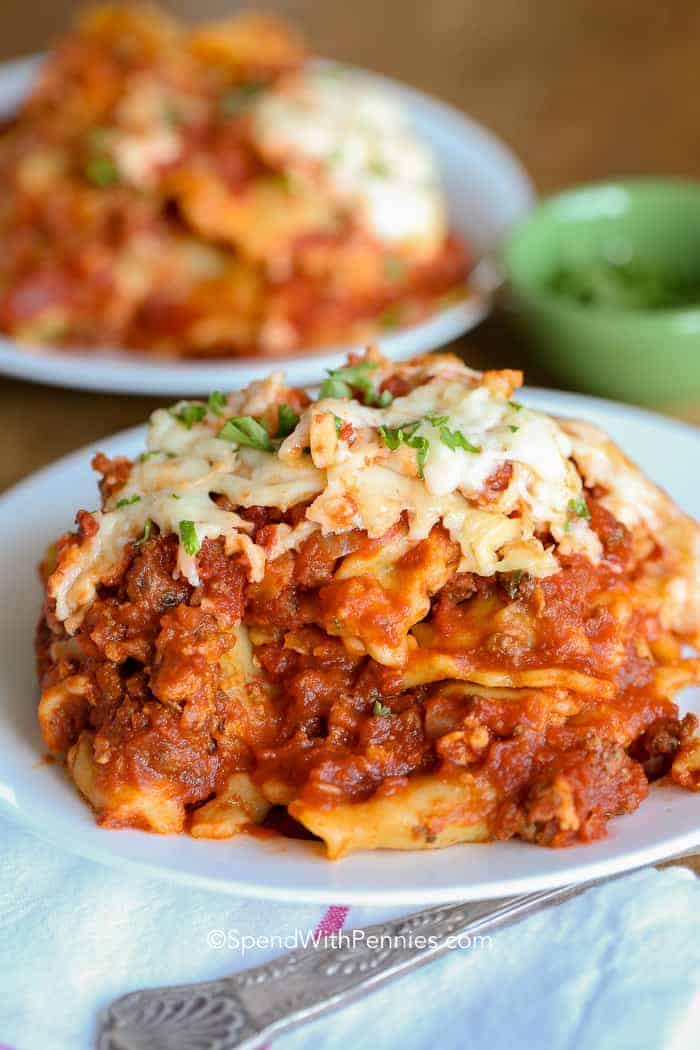 Lazy Crock Pot Lasagna on a white plate