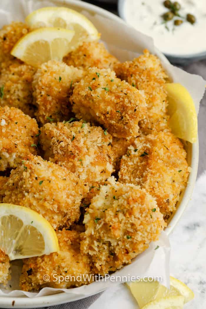 cooked Fish Bites in a bowl