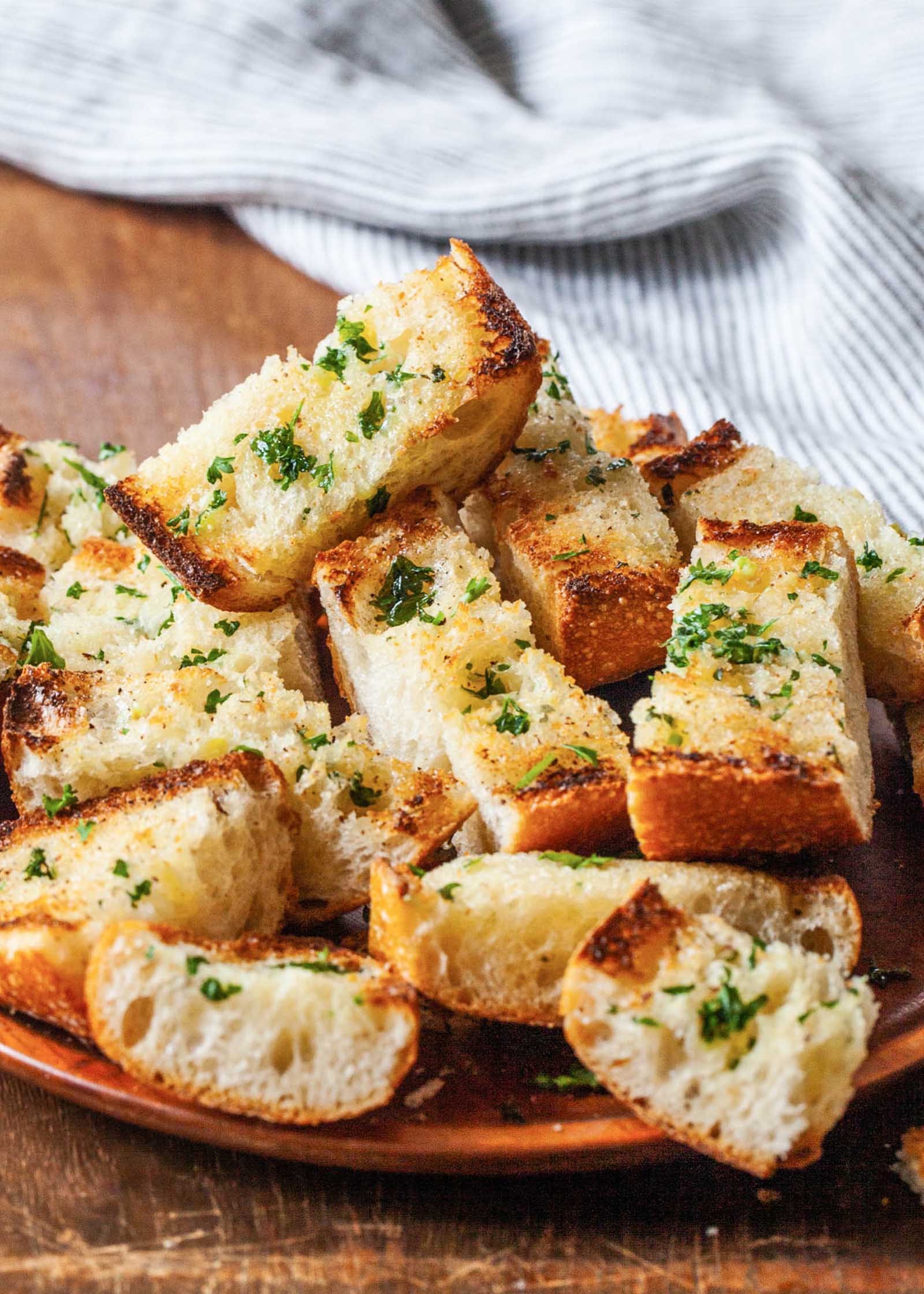 Easy homemade garlic bread on a plate