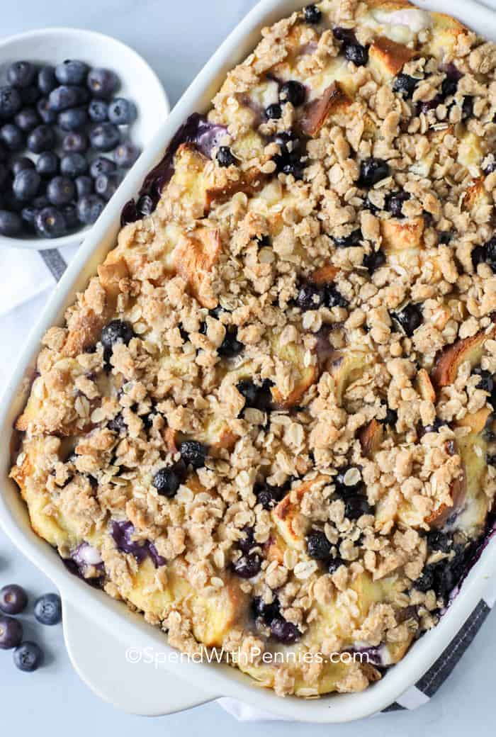 dish of Overnight Blueberry French Toast