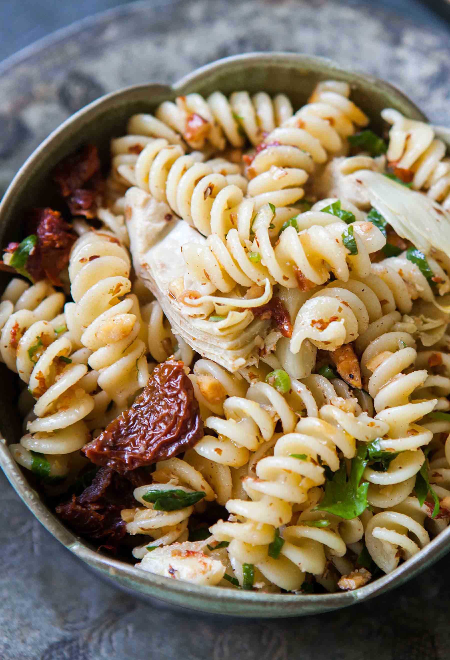 Pasta with Artichoke Hearts & Sun Dried Tomatoes
