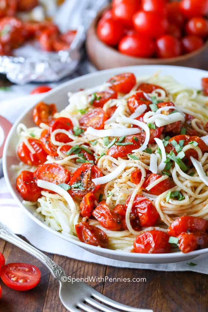 Fresh Tomato Pasta on a plate