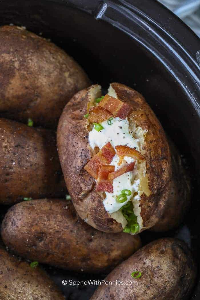 Crock Pot Baked Potatoes in pot