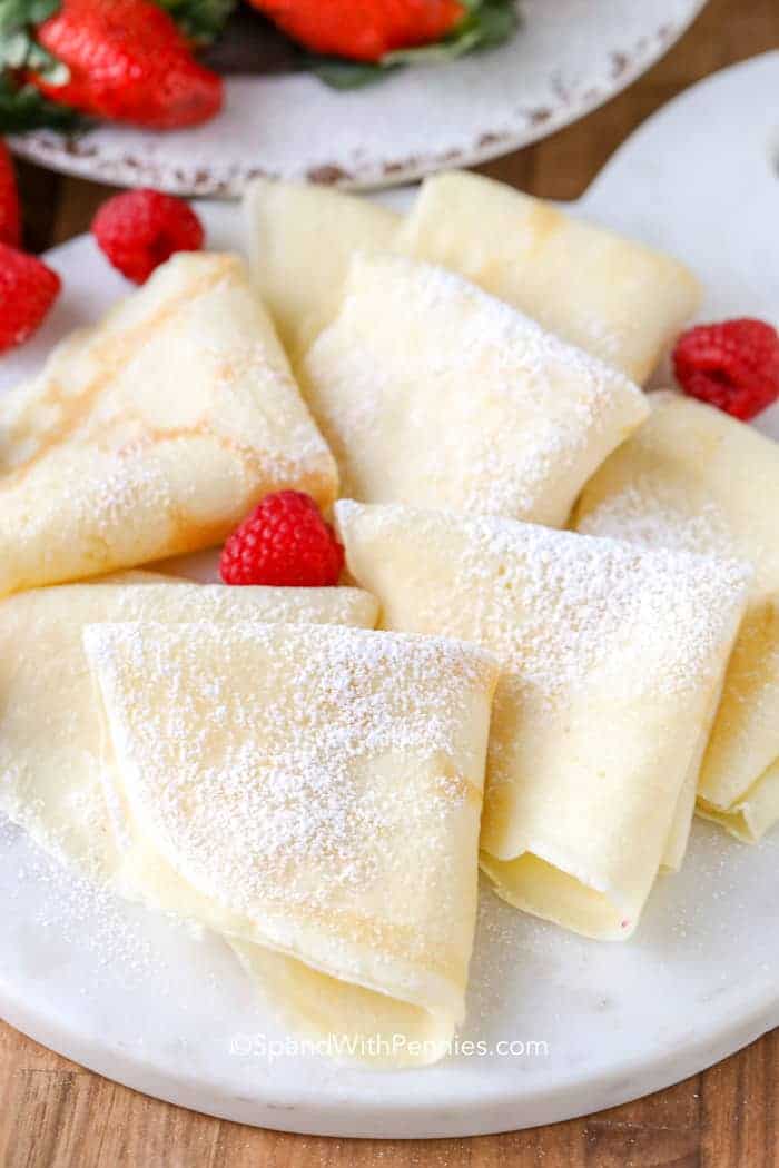 Easy Homemade Crepes on white plate