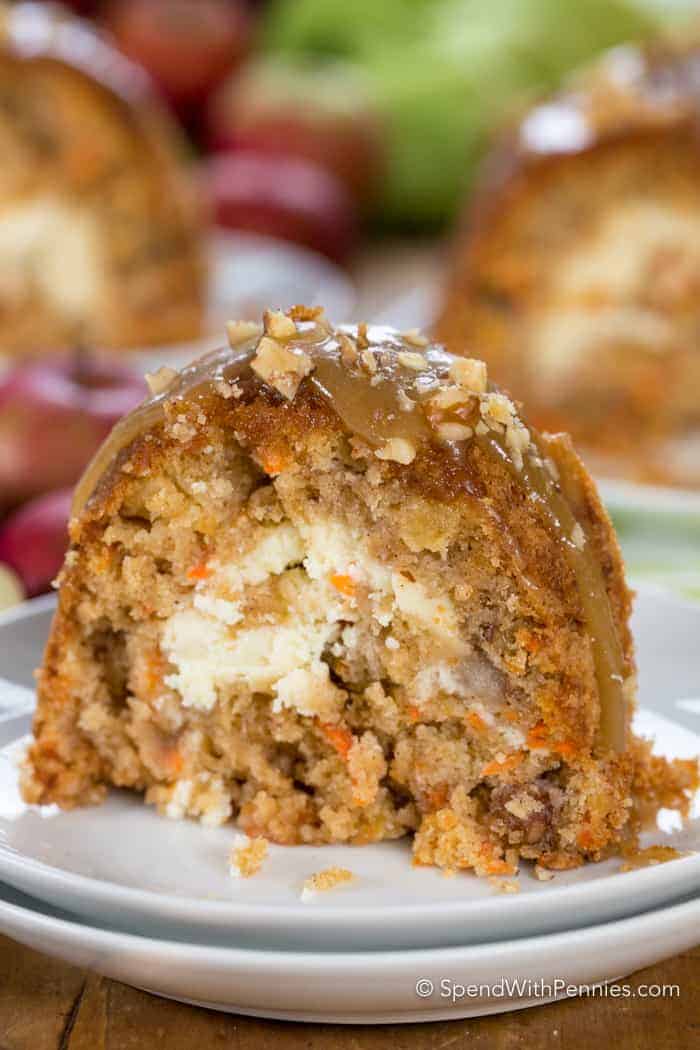 apple cake with fresh apples and cream cheese