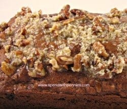 pecan coconut glaze on banana bread