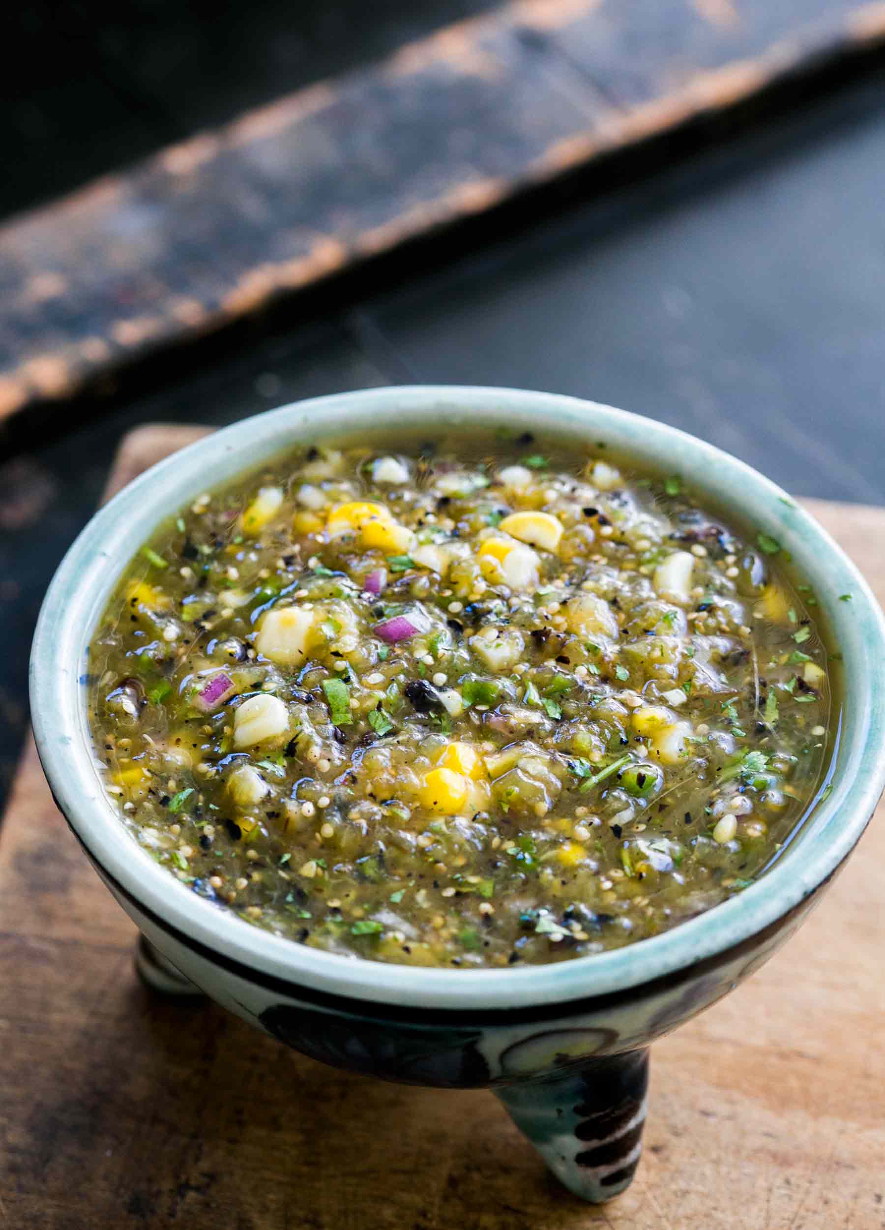 Grilled Tomatillo Corn Salsa