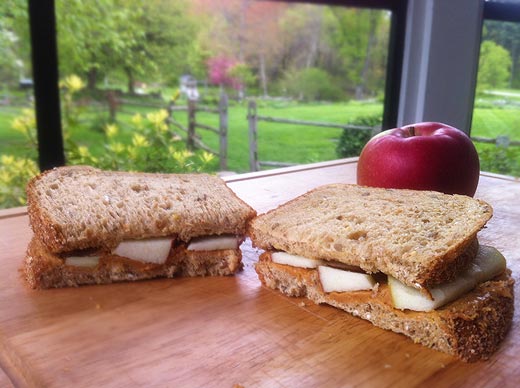 Sandwich aux pommes et au beurre d'arachide
