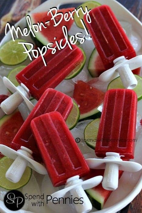 frozen pops with watermelon slices and limes on ice