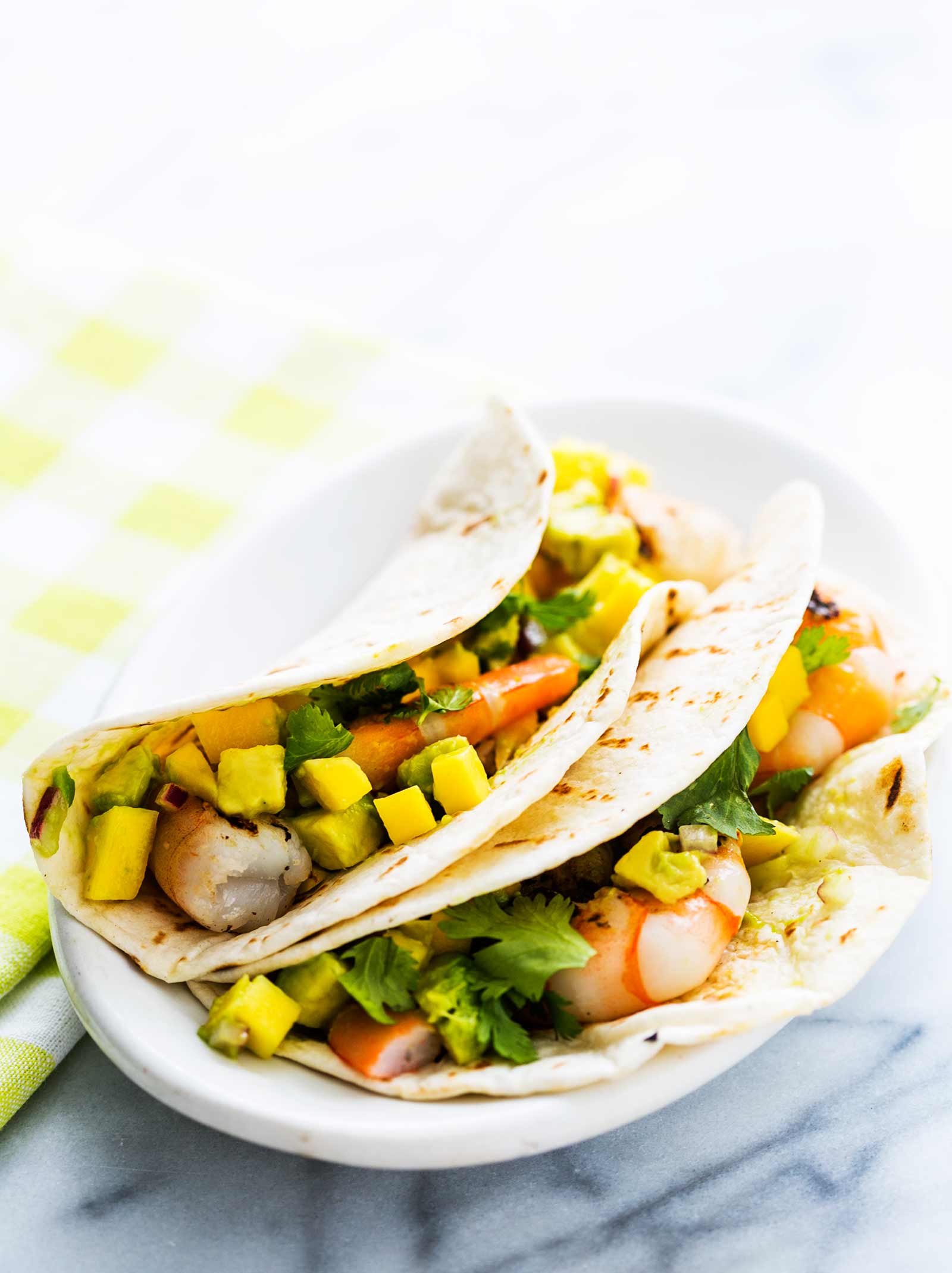 Grilled Shrimp Tacos with Avocado Mango Salsa