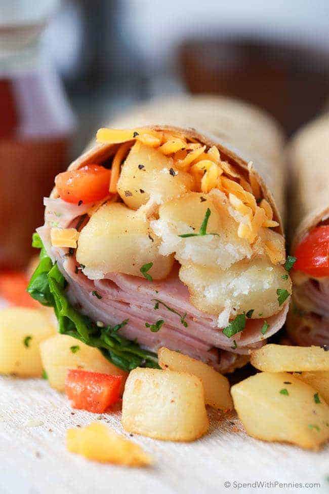 Wraps de petit-déjeuner brun jambon et hasch (sans œufs)