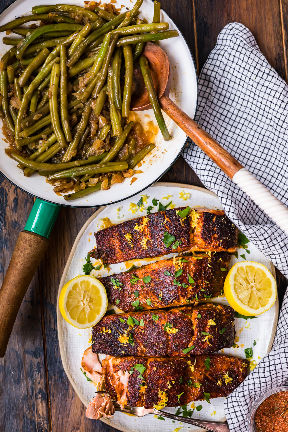 fagiolini e salmone