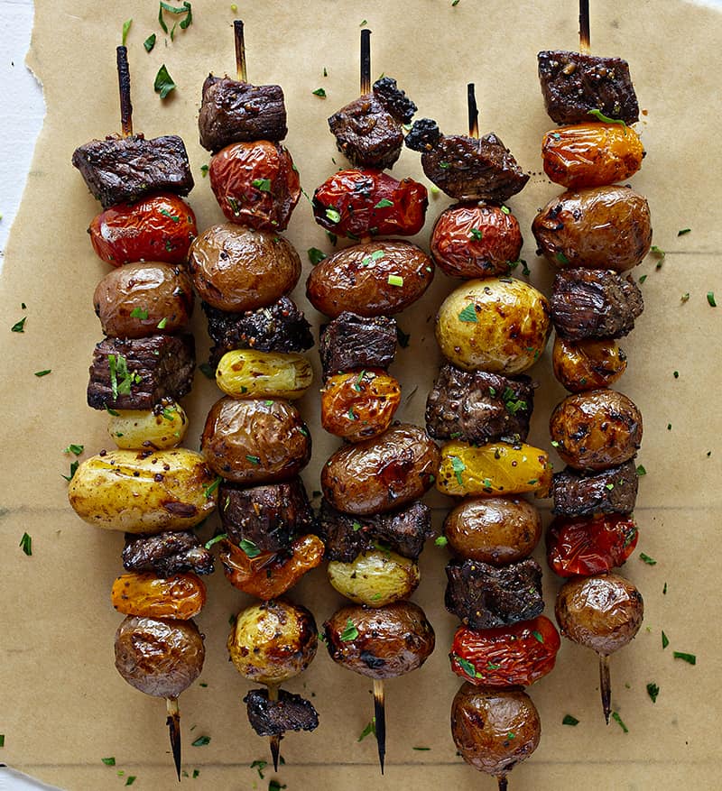 Brochetas de Bistec, Tomate y Patata