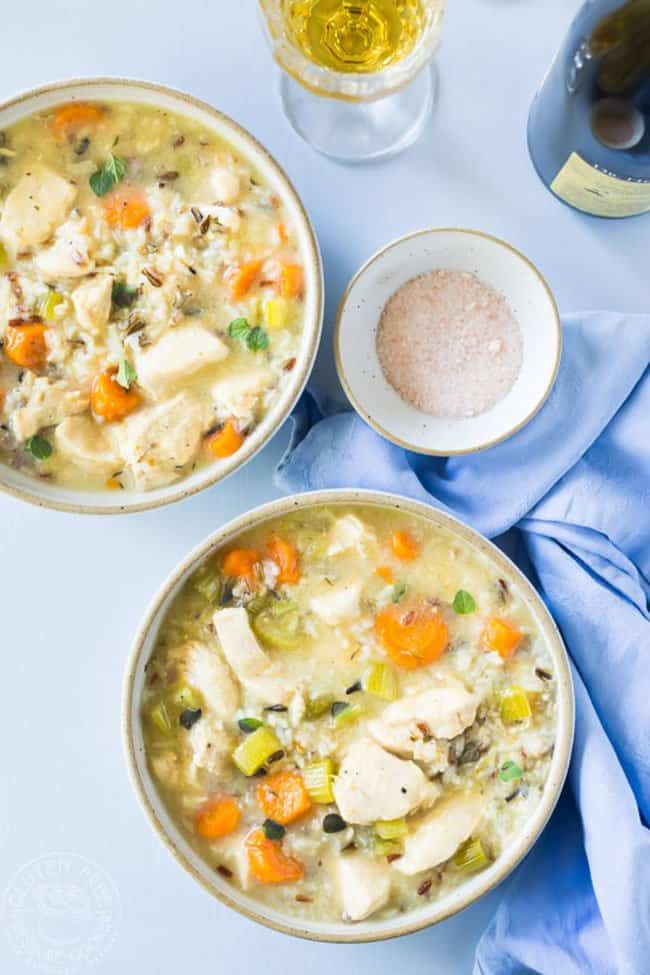 Pollo a pressione e zuppa di riso selvatico Pentola a pressione senza glutine