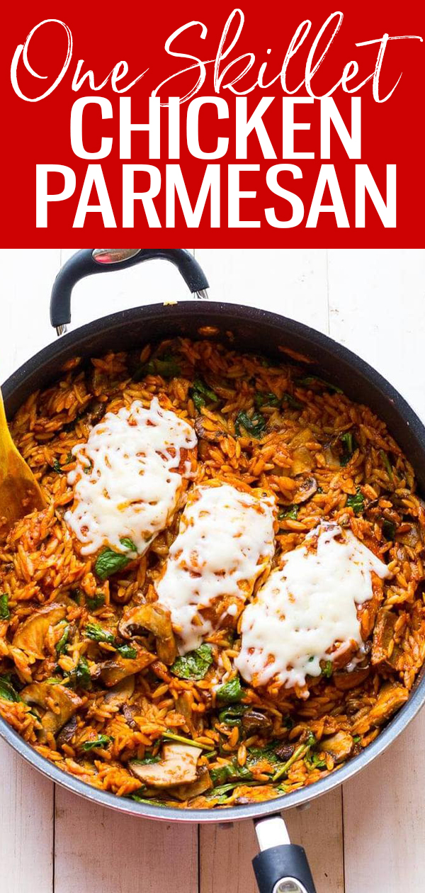 Questa padella con pasta di parmigiano e pollo è un modo più semplice per preparare questo classico piatto italiano e si riunisce in circa 30 minuti in una pentola! # padella # polloparmesan
