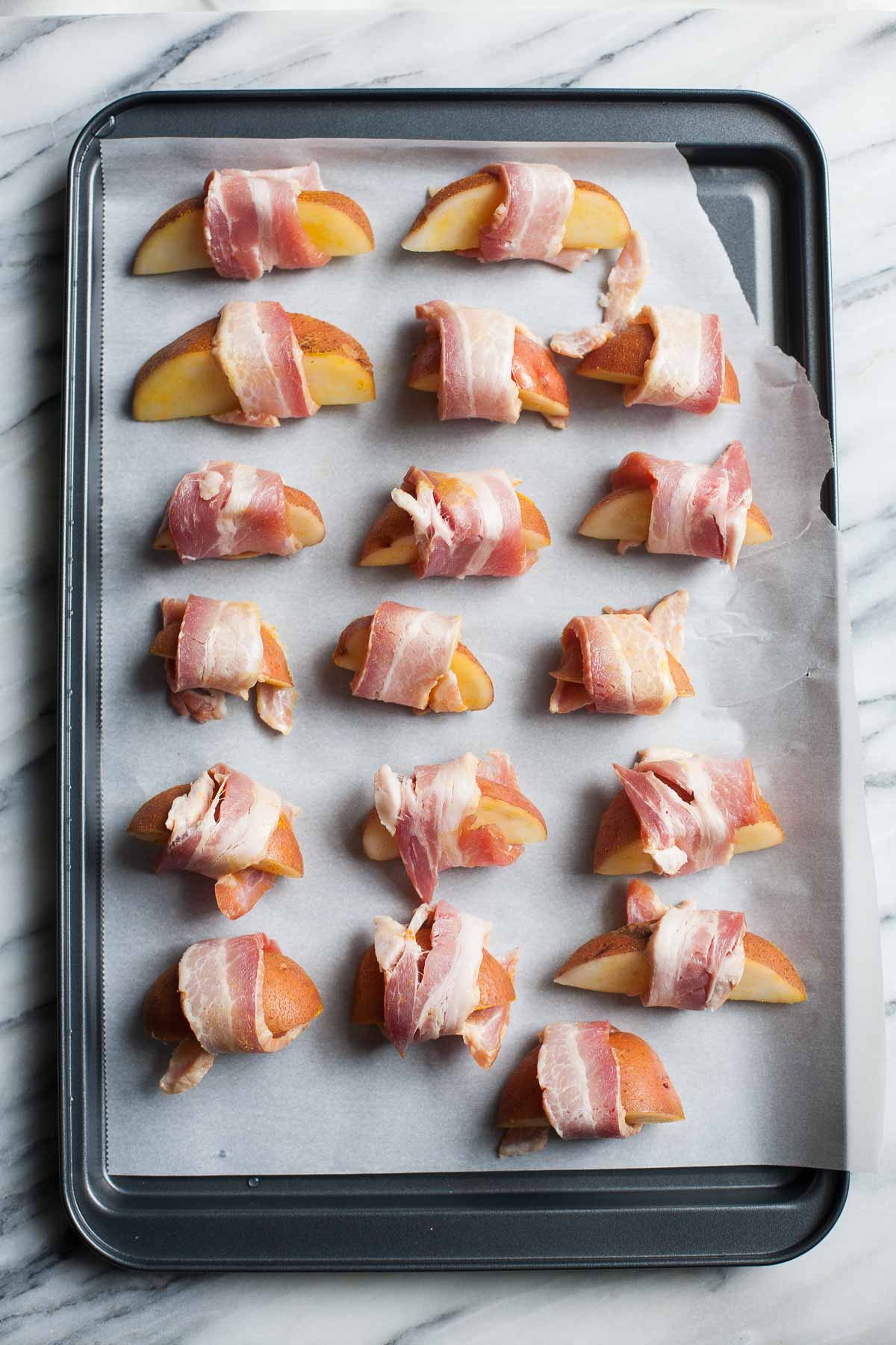 Spicchi di patate avvolti in pancetta | acalculatedwhisk.com