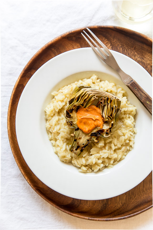Risotto al burro marrone con carciofi grigliati e Mayo piccante @dessertfortwo