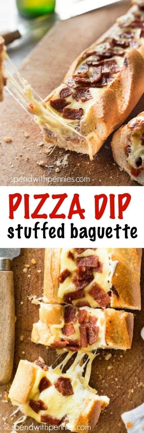 Pane caldo e croccante ripieno di salsa per pizza, caricato con formaggio appiccicoso! Aggiungi peperoni, condimenti hawaiani o le tue pizze personali preferite!