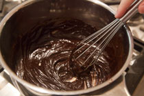 frullati di acqua e cacao in padella