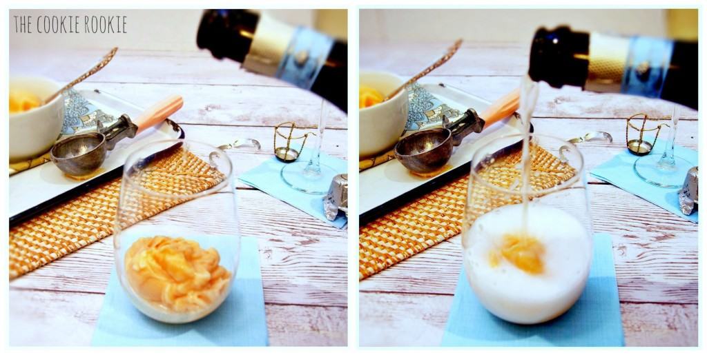 Prosecco Fizz del marchio Peach. Sorbetto alla pesca con Prosecco! Delizioso e rinfrescante. {Il novizio dei cookie}