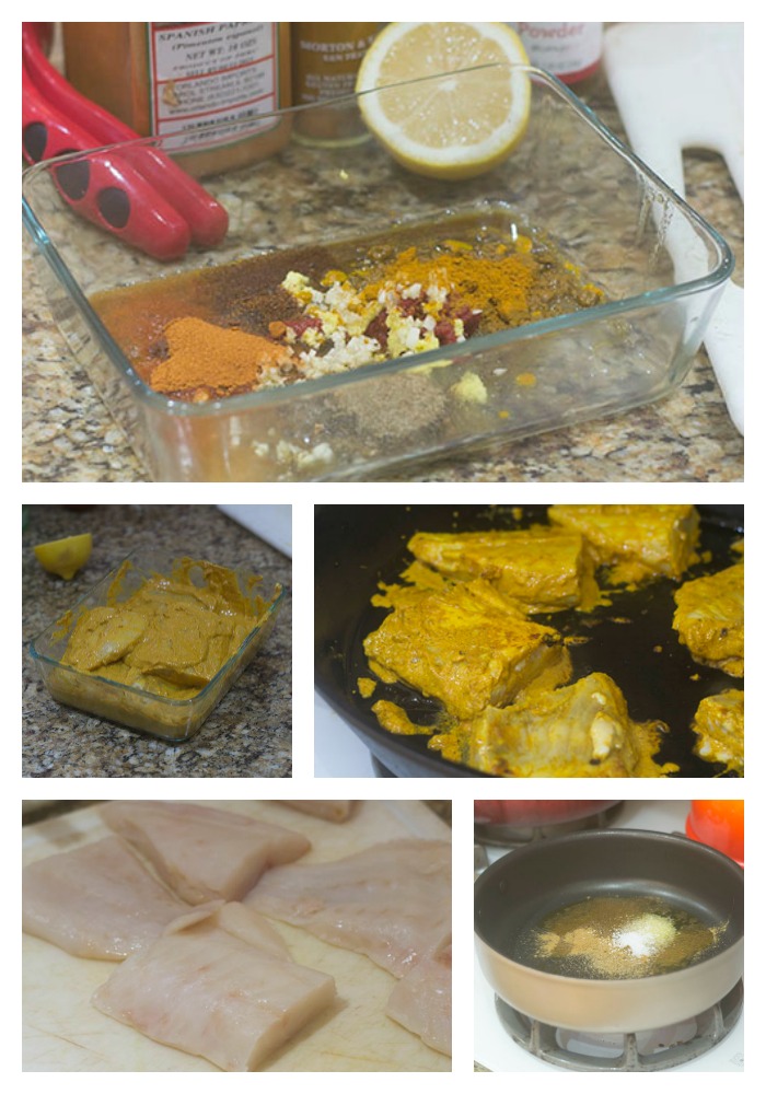 Marinare e cucinare l'occhio giallo nel curry