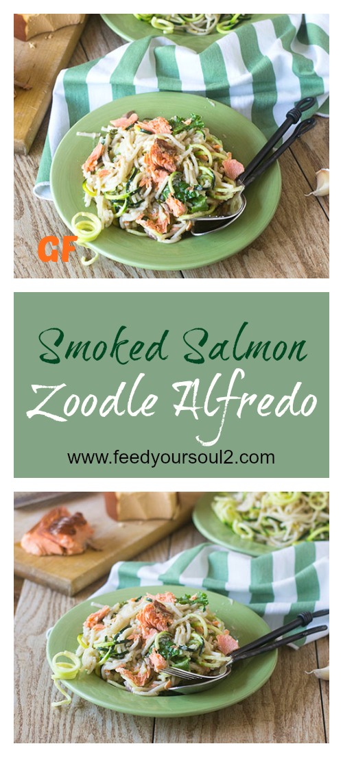 Zoodle di salmone affumicato Alfredo #pasta #zoodles #alfredo #glutenfree | feedyoursoul2.com
