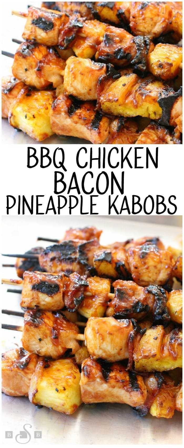 Spiedini di pollo al barbecue con pancetta e ananas Ricetta con pollo tenero alla griglia con ananas e pancetta e poi spalmare con la salsa barbecue preferita. Questi sono i migliori spiedini di pollo BBQ e sono perfetti per il tuo prossimo cuoco! Ricetta super gustosa e facile per i kobob di pollo al barbecue 