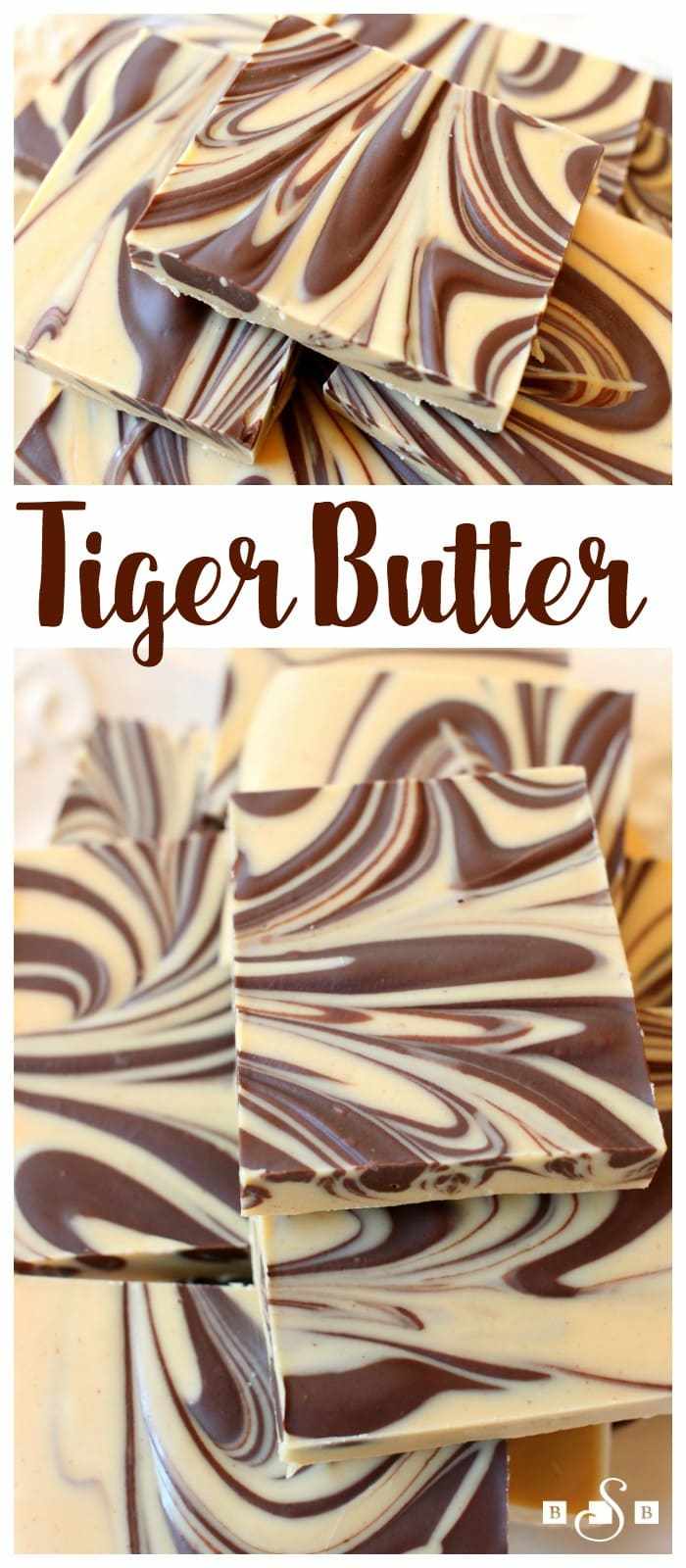 Burro di tigre a base di 3 ingredienti che si sciolgono e si mescolano. Bella ricetta per i dolci natalizi con un eccellente sapore di cioccolato e burro di arachidi. Ricetta #Candy facile 