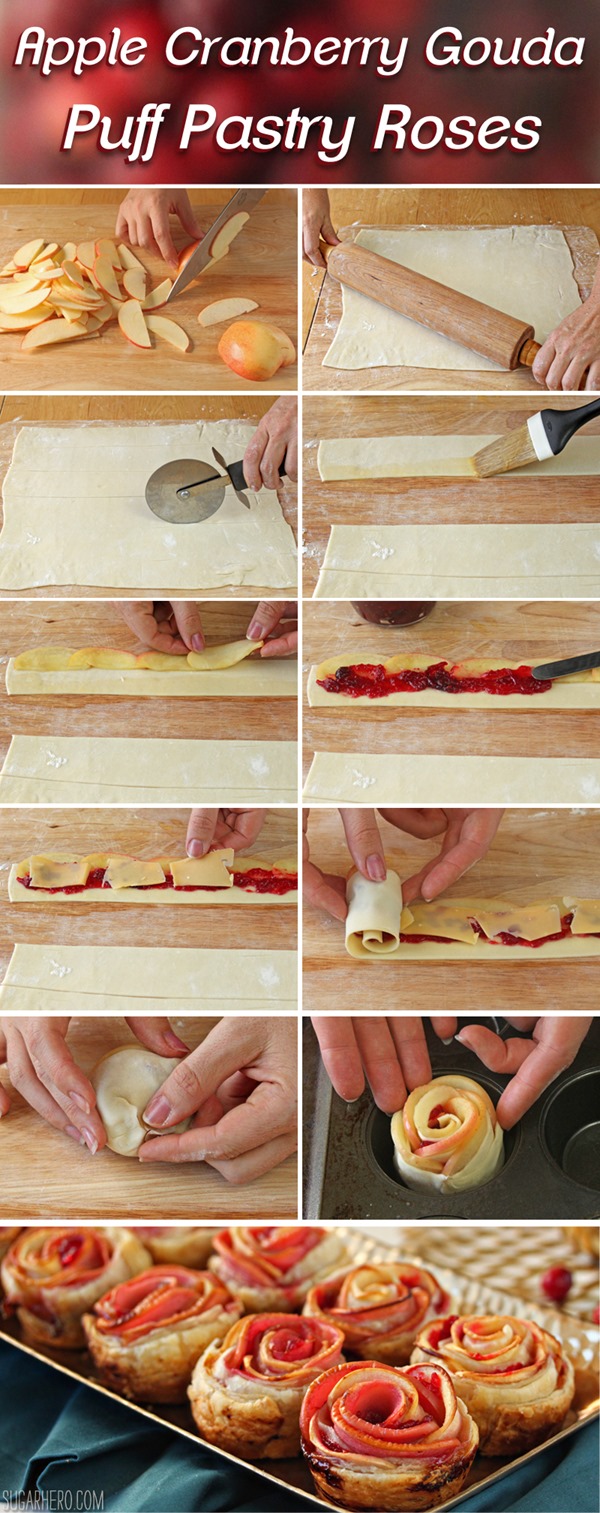 Cómo hacer Apple Cranberry Gouda Hojaldre Rosas »Wiki Ùtil De SugarHero.com
