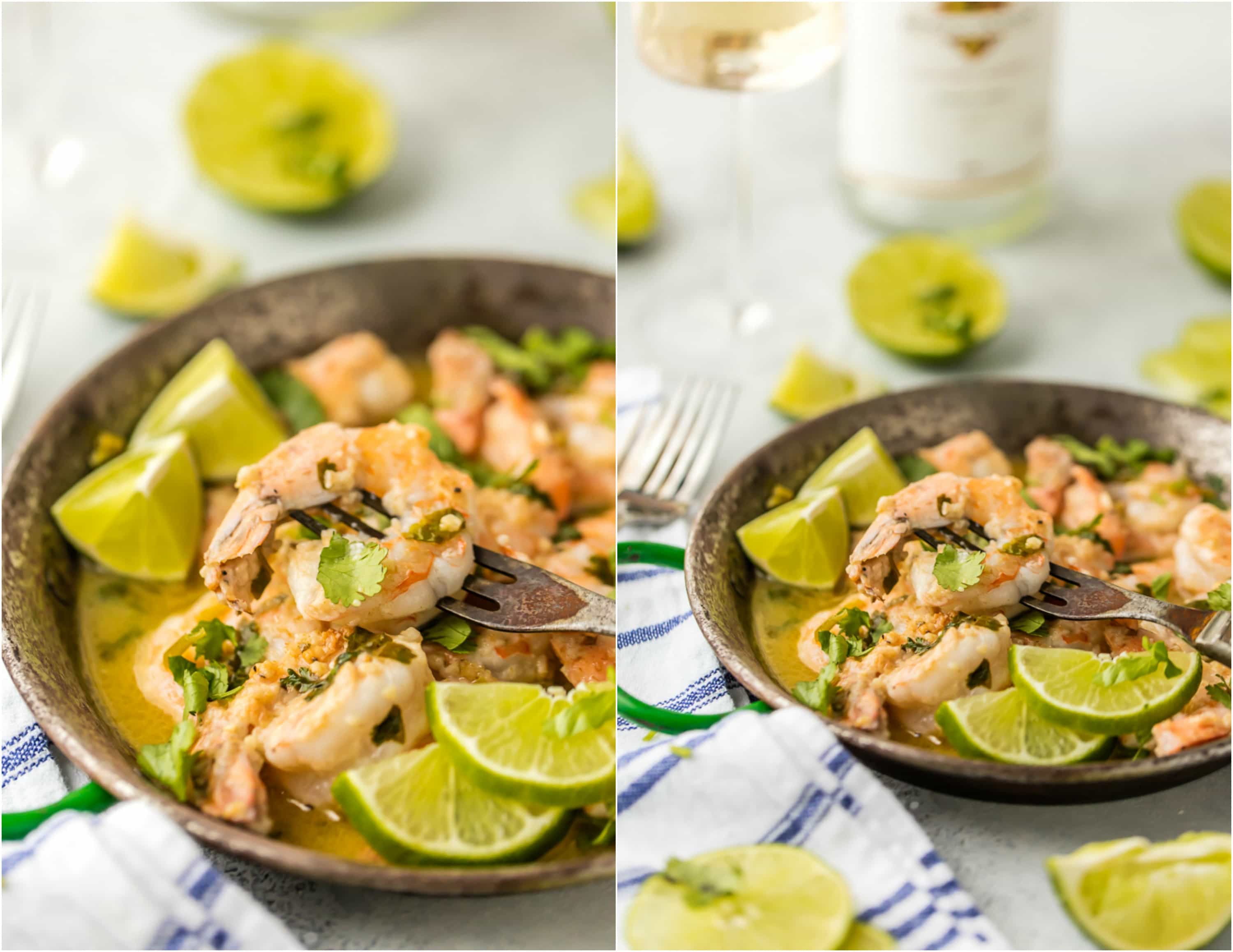 gamberi cotti con burro, lime e coriandolo