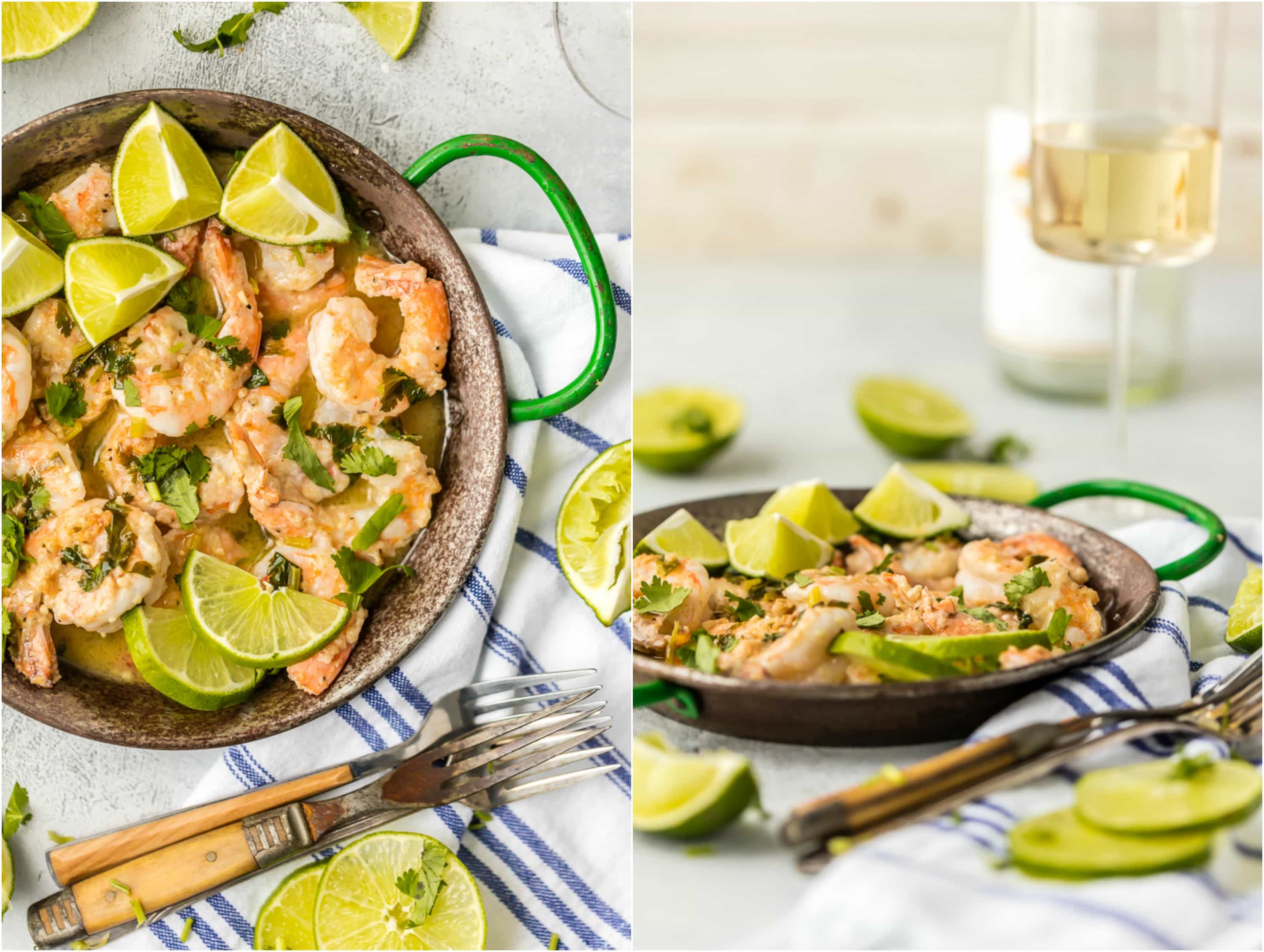 gamberi con coriandolo e lime in ciotola