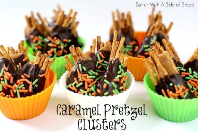 GRUPOS DE PRETZEL DE CARAMELO, TRATOS DE HALLOWEEN: 