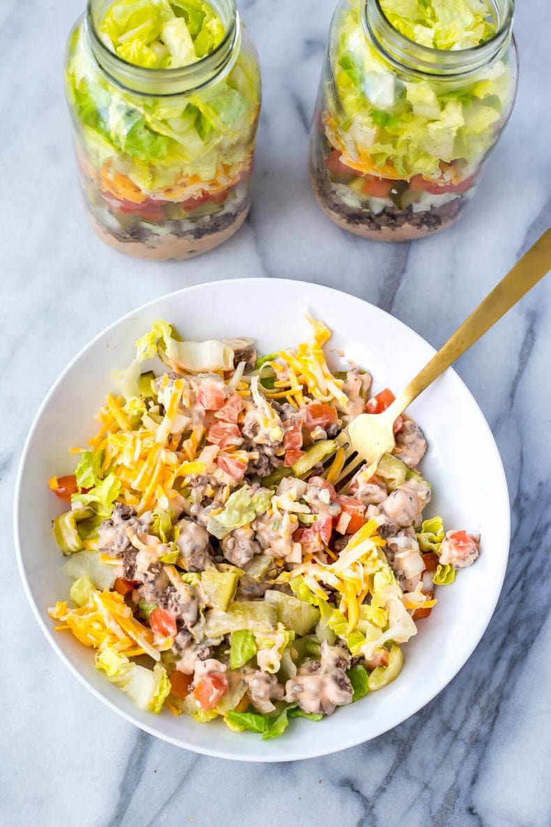 Preparazione del pasto Vasetti per insalata Big Carb a basso contenuto di carboidrati