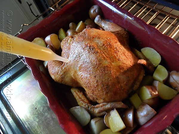 Pollo appiccicoso arrosto lento con verdure grigliate @amandaformaro AmandasCookin.com