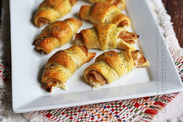 Antipasto di Jack Pepper Jack Roll Up con salsa di semi di papavero