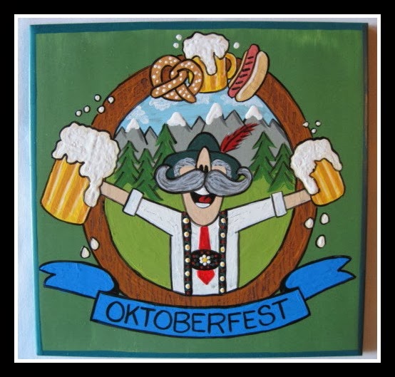 Zuppa di cipolle tedesca Piastrella in ceramica dipinta dell'Oktoberfest