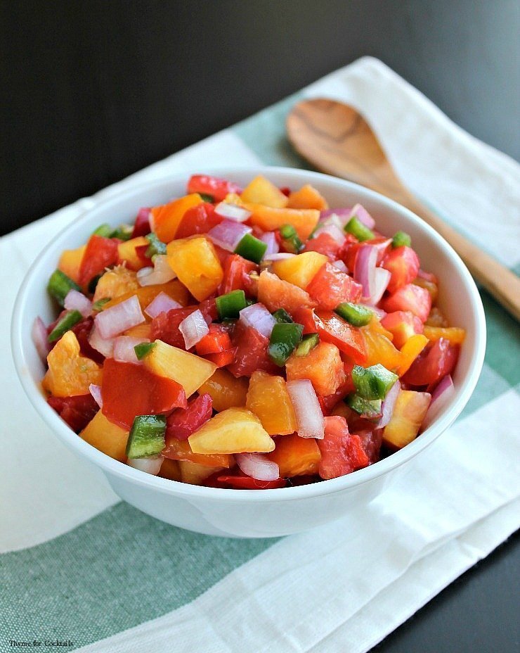 Salsa di pesche e pomodori ~ Timo per cocktail