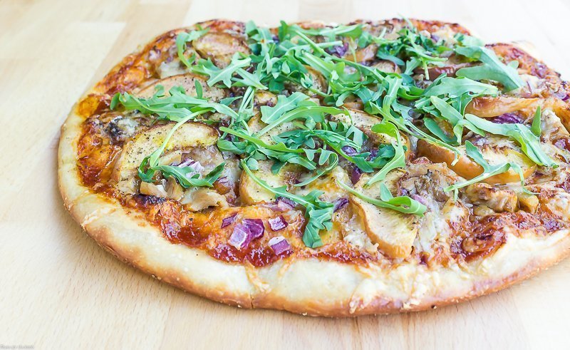 Barbecue Peach Chicken Pizza