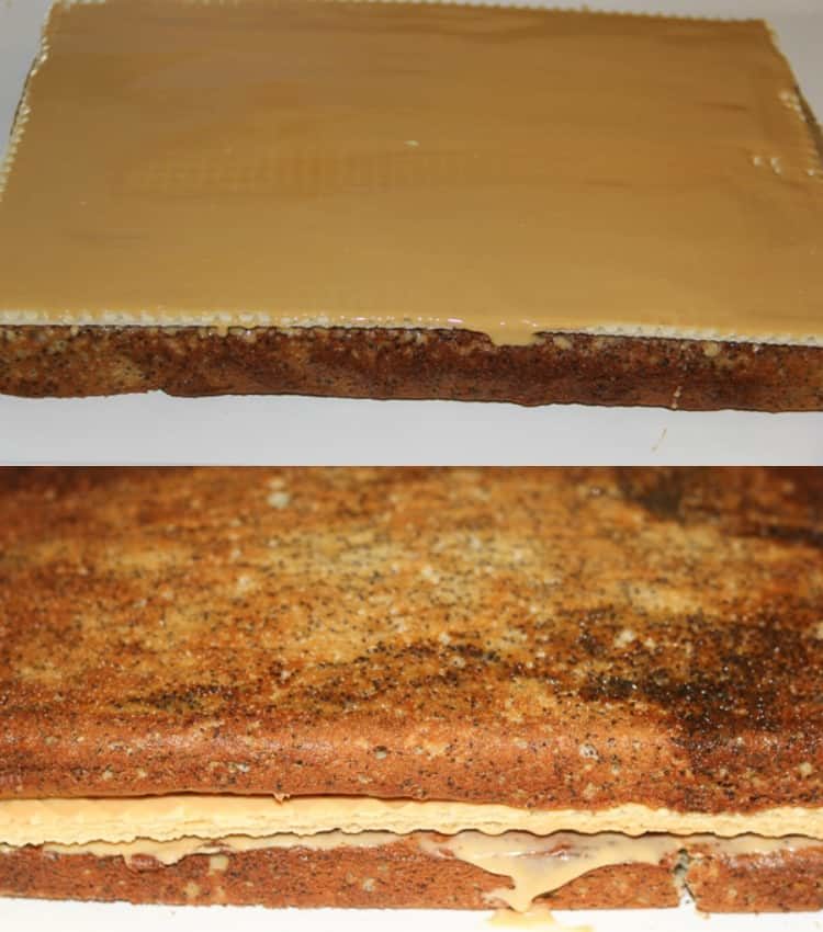 Come realizzare una semplice torta di semi di papavero con dulce de leche e wafer.