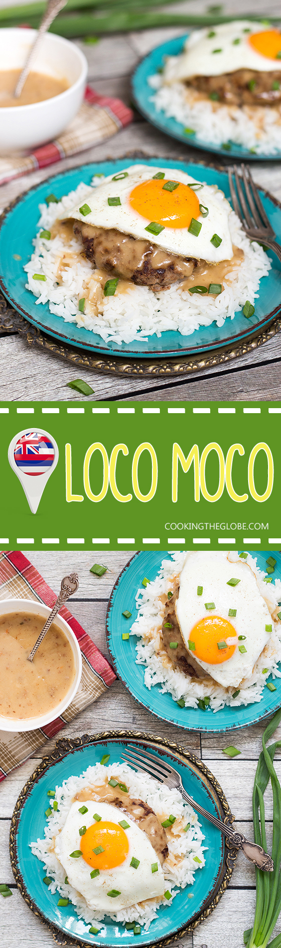 Loco Moco è un popolare piatto hawaiano composto da riso con un hamburger, uovo fritto e annegato in una deliziosa salsa marrone!