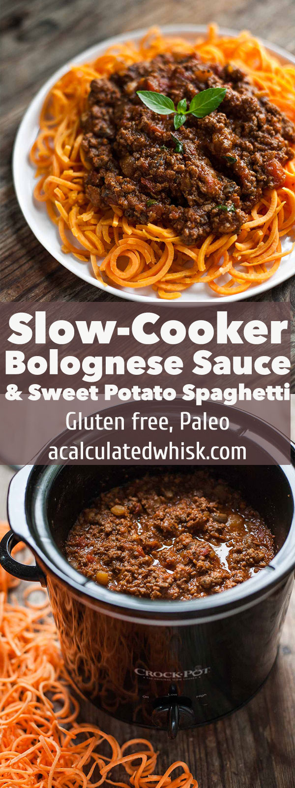 Salsa Bolognese Lenta Con Spaghetti Di Patate Dolci | acalculatedwhisk.com 