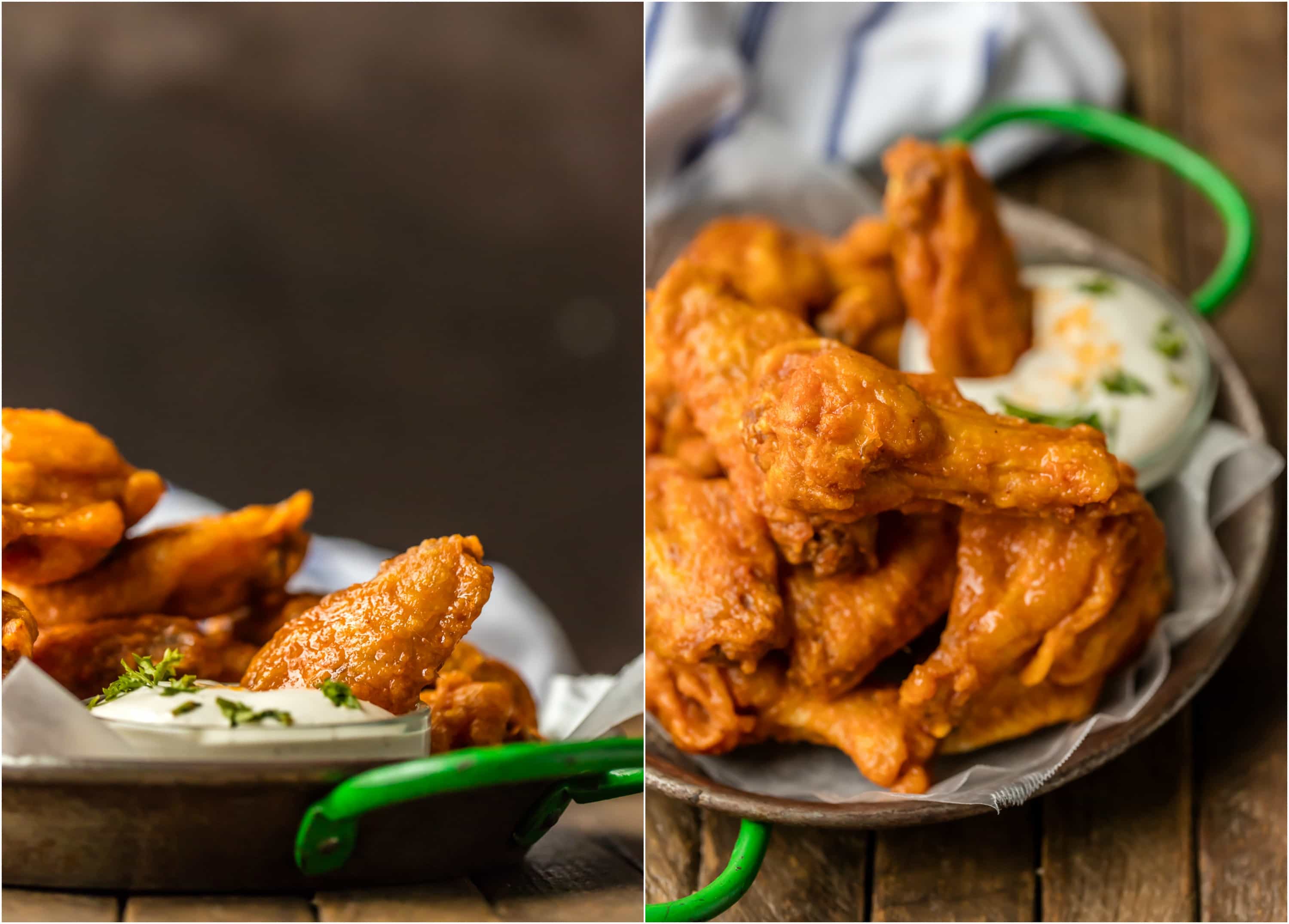 LE MIGLIORI ALI DI BUFFALO FRITTE che sono SENZA GLUTINE! Ali di pollo al bufalo fritte piccanti, perfette per il tailgating, il Super Bowl e ogni giorno di mezzo.