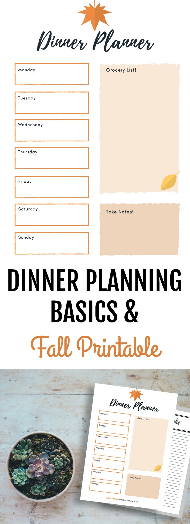 Nozioni di base sulla pianificazione della cena con un menu autunnale stampabile | 31Daily.com
