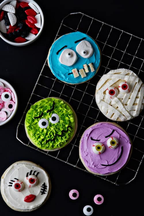 Halloween just got a little cuter with these neon-hued, super silly decorated monster cookies.