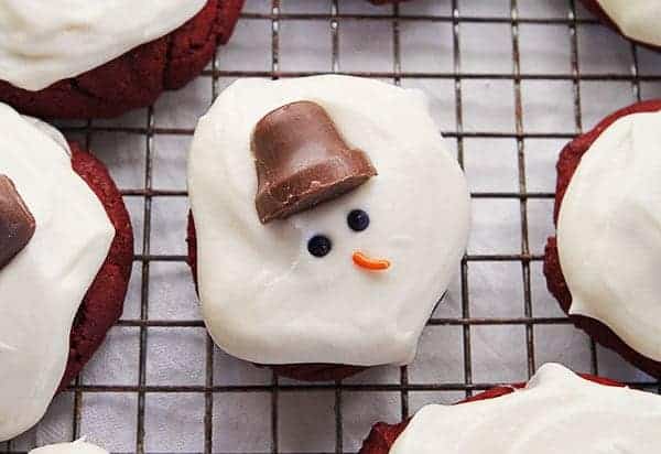 Red Velvet Melting Snowman Cookies
