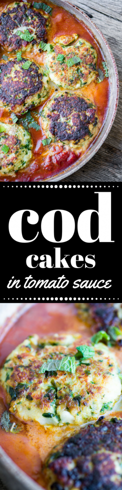 I pasticcini di merluzzo Ottolenghi in salsa di pomodoro sono un pasto terroso e confortante con un tocco mediorientale! ~ theviewfromgreatisland.com