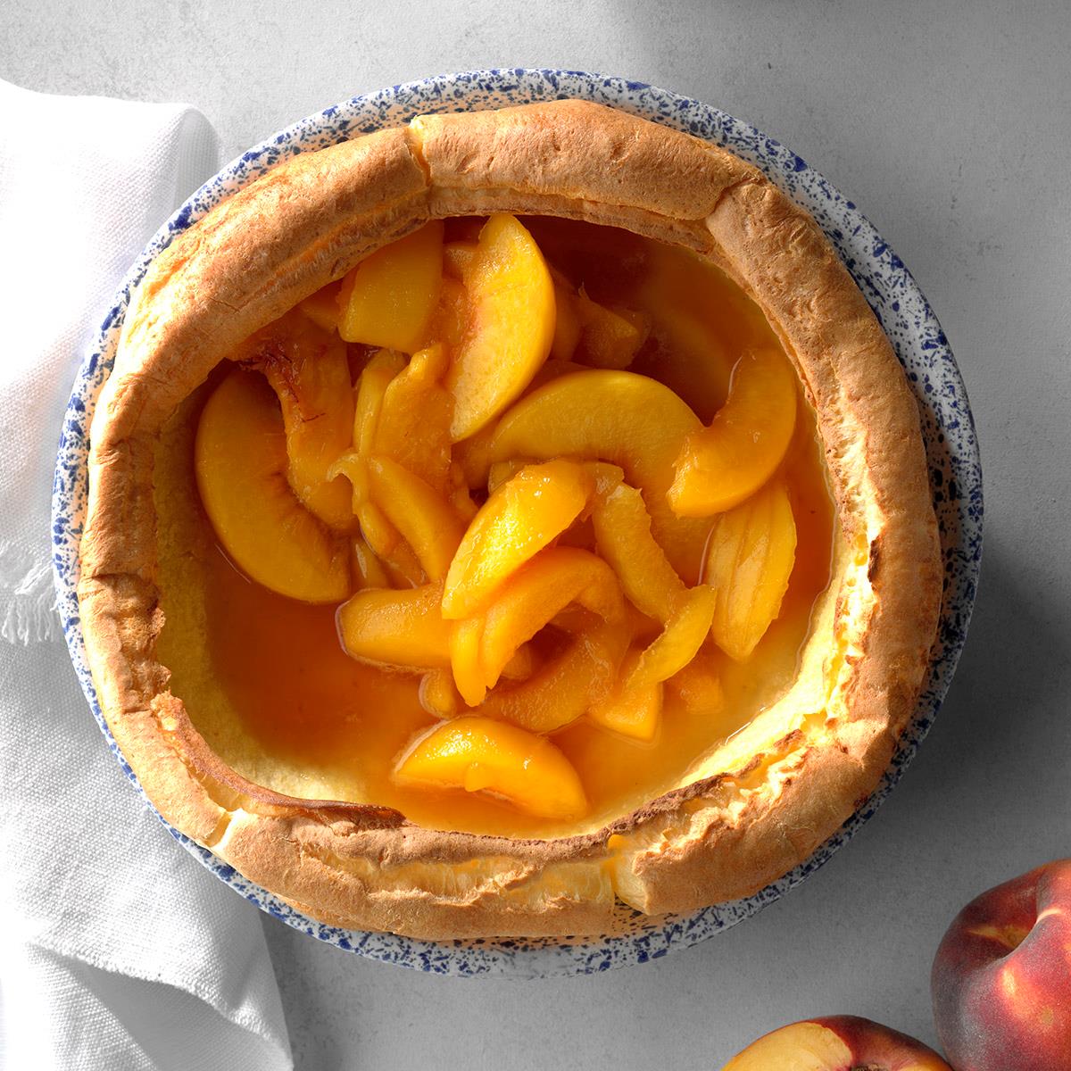 Receta de panqueque de hojaldre con duraznos borbones