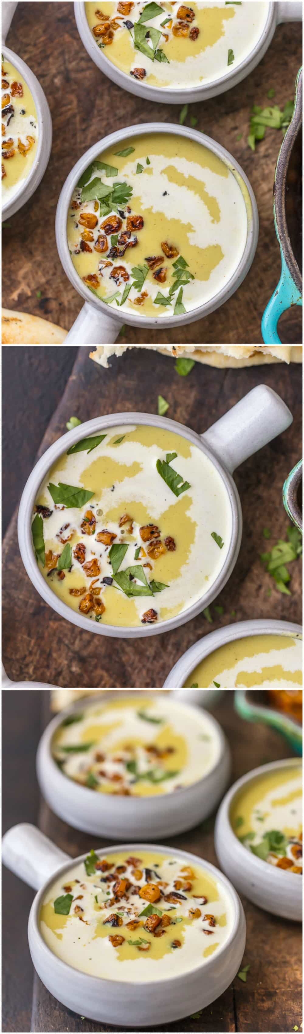 Questa BISQUE DI MAIS CURRED affumicata, dolce e speziata è una delle nostre zuppe preferite.  Perfetto per l'autunno e così gustoso.
